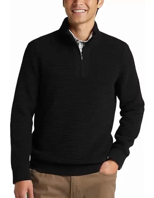 Awearness Kenneth Cole Men's Slim Fit 1/4-Zip Sweater Black Waffle Texture