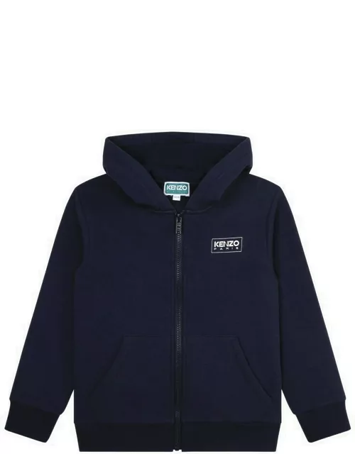 Marine blue logoed hoodie
