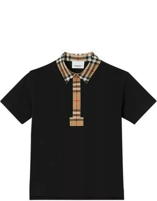 Black/beige cotton polo shirt