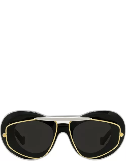 Men's Wing Double-Frame Geometric Sunglasse