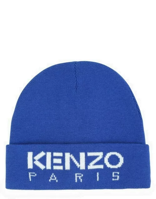 Blue hat with logo inlay