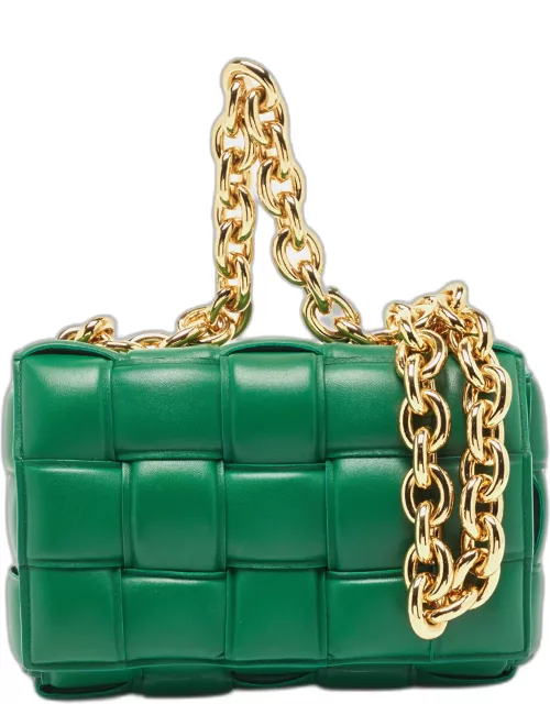Bottega Veneta Green Padded Intrecciato Leather Cassette Chain Bag