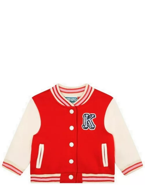 Red bomber jacket with patche