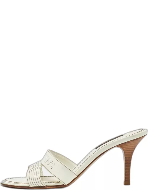 Louis Vuitton White Patent Leather Slide Sandal