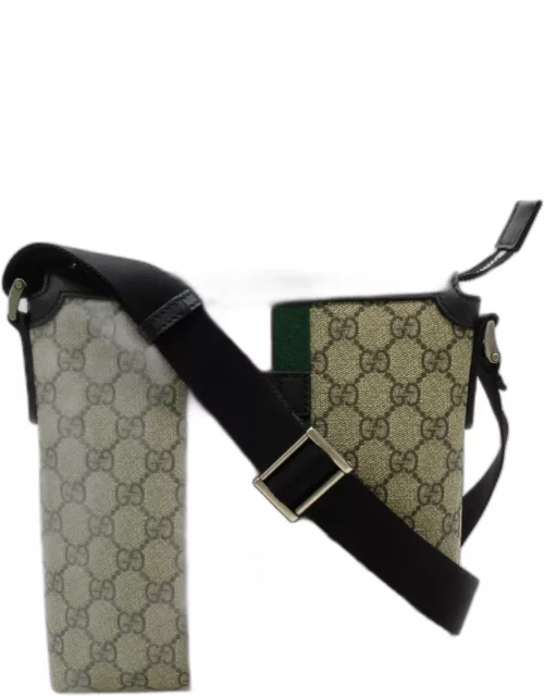 Gucci Brown Canvas GG Supreme Web Flat Messenger Bag
