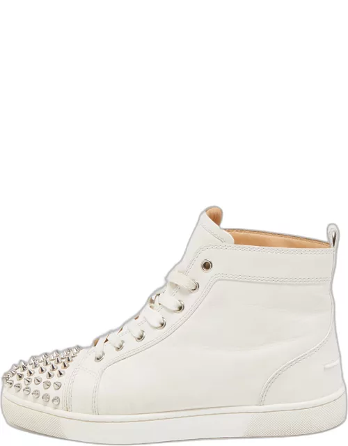 Christian Louboutin White Leather Lou Spikes High Top Sneaker