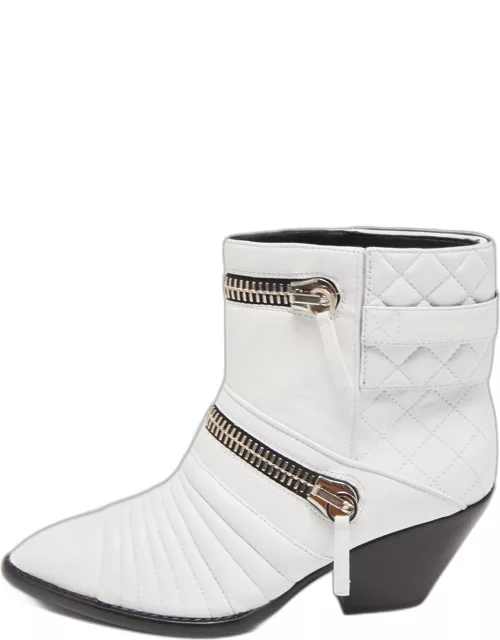 Giuseppe Zanotti White Quilted Leather Ankle Boot