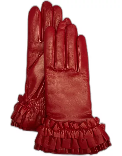 Ruffle Cuffs Leather Glove