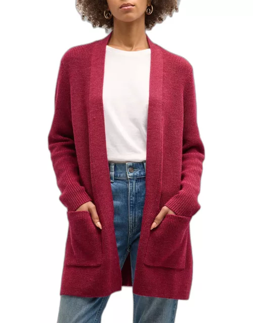 Ribbed Open-Front Wool Cardigan