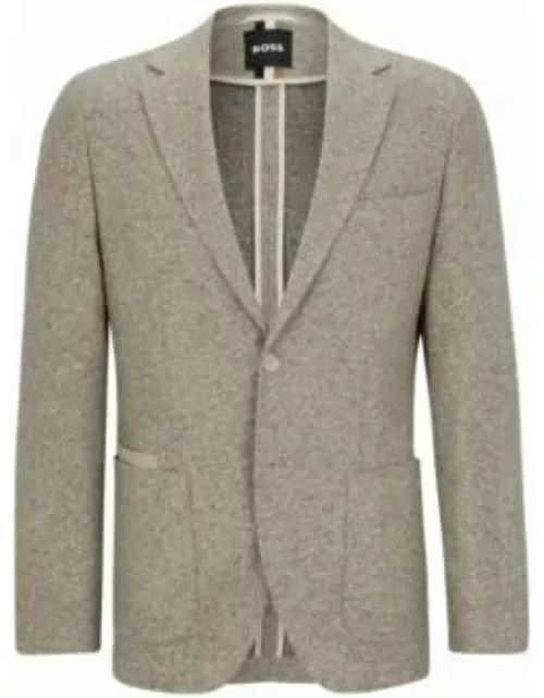 Regular-fit single-breasted jacket in herringbone jersey- White Men's Sport Coat