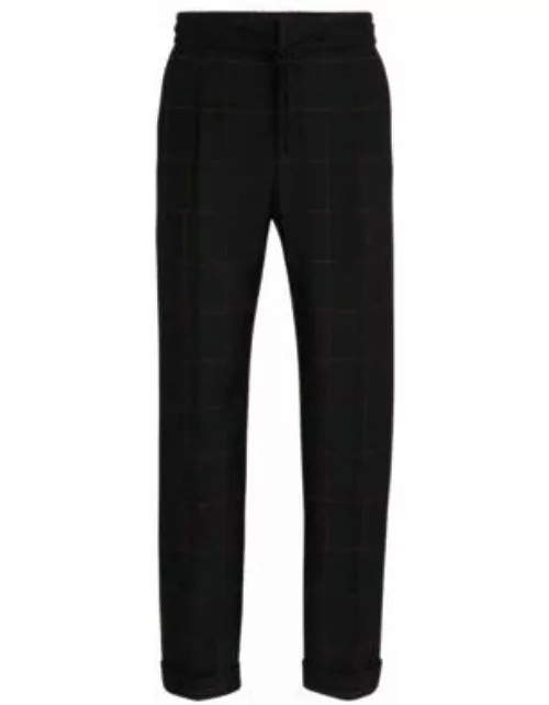 Slim-fit trousers in checked virgin wool- Black Men's Business Pant