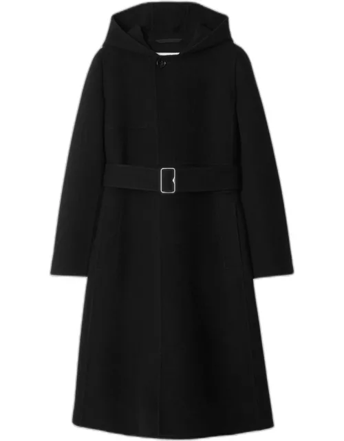 Belted Wool-Cashmere Hooded Coat