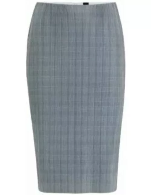 Checked, pleated pencil skirt- Patterned Women's Business Skirt