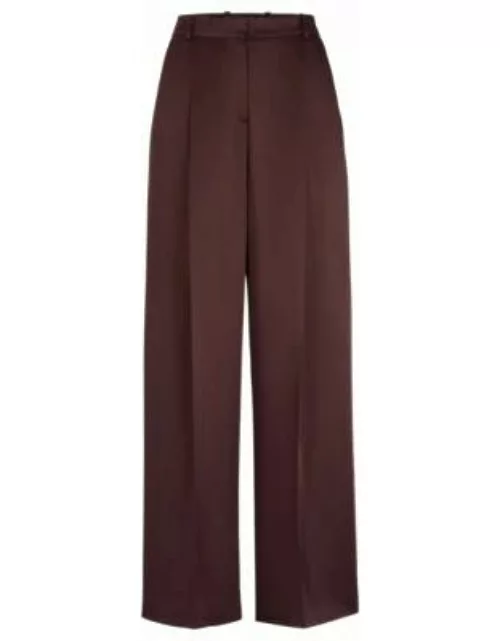 Relaxed-fit, wide-leg tailored trousers- Light Brown Women's Formal Pant