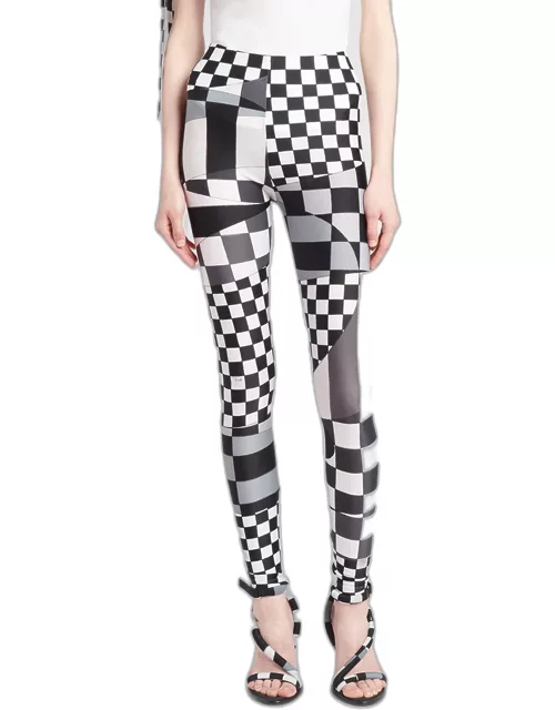Abstract-Print Lycra Ankle Legging