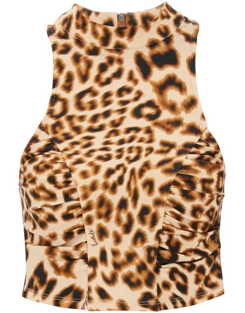 Rotate by Birger Christensen Leopard Print Jersey Crop Top