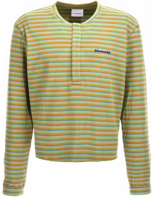 Bluemarble peach Skin Stripe Henley Sweater