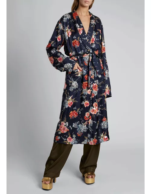 Charly Floral Tie-Front Robe Coat