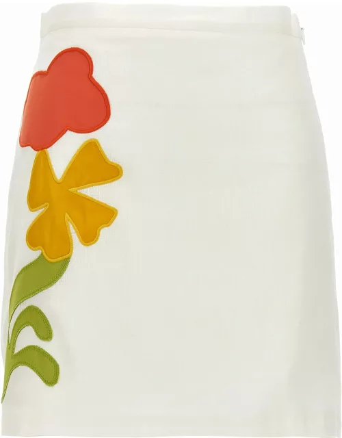 Marni Ivory Linen Blend Mini Skirt