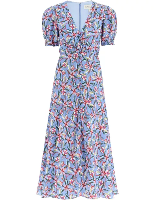 Saloni lea Long Dress In Printed Silk