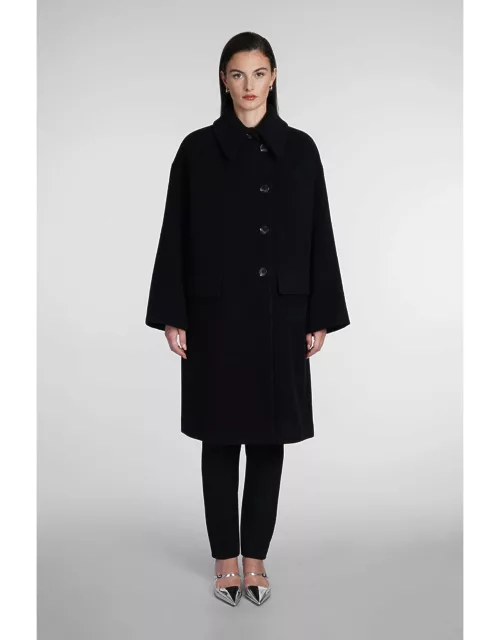 Emporio Armani Coat In Black Woo