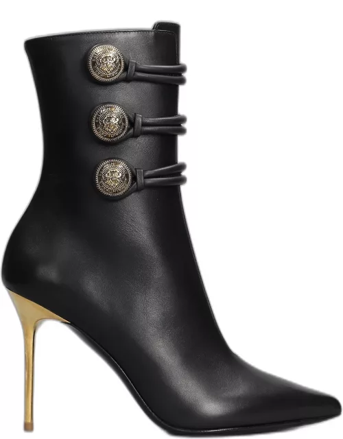 Balmain Alma High Heels Ankle Boots In Black Leather