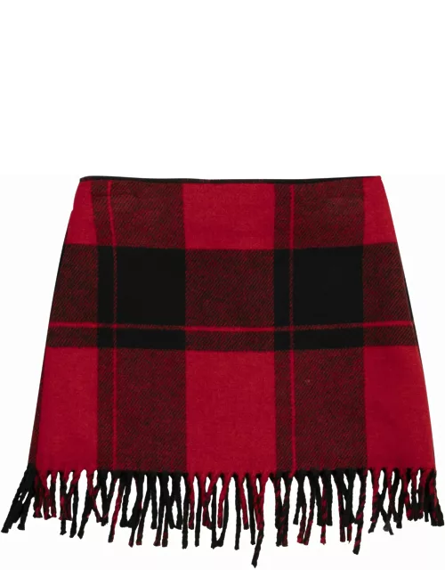 Il Gufo Check Fringed Cloth Skirt