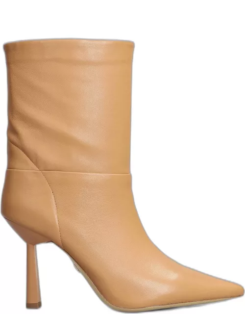 Lola Cruz High Heels Ankle Boots In Camel Leather