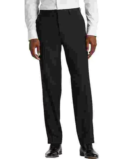 Awearness Kenneth Cole Big & Tall Men's Modern Fit Stretch Waistband Dress Pants Black Solid