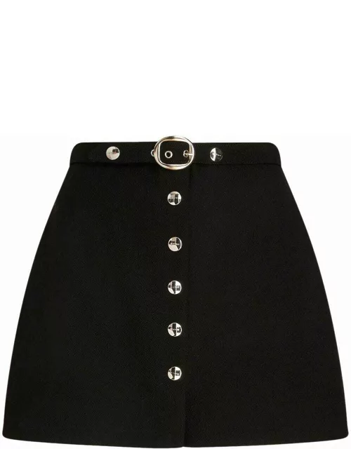 Black mini skirt with belt and button