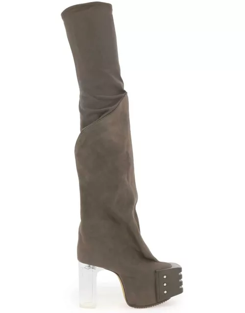 RICK OWENS oblique high boots with platfor