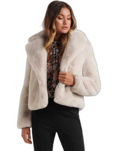 Forever New Women's Alicia Faux Fur Coat in Crea