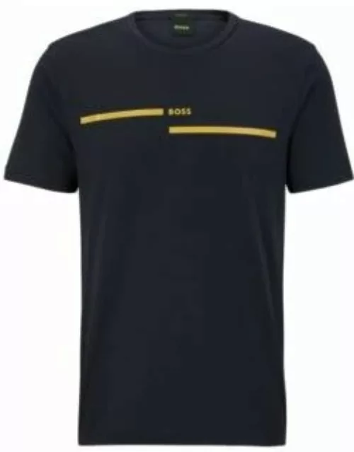 Logo-print regular-fit T-shirt in stretch cotton- Dark Blue Men's T-Shirt
