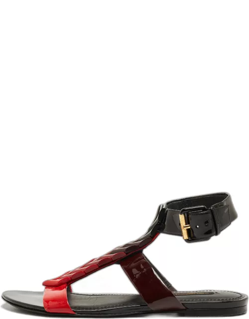 Louis Vuitton Red/Black Ombre Patent Leather Flat Sandal