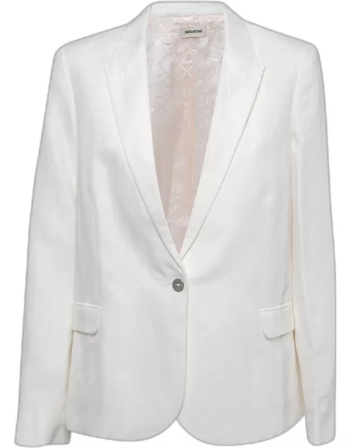 Zadig & Voltaire White Linen Blend Single Button Blazer