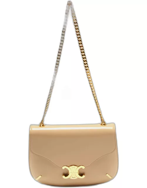 Celine Beige Leather Besace Triomphe Chain Bag
