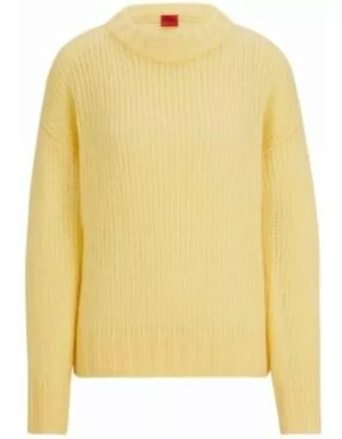 Wool-blend sweater with logo flag- Beige Women's Sweater