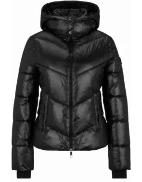 Water-repellent puffer jacket in gloss material- Black Women's Casual Jacket