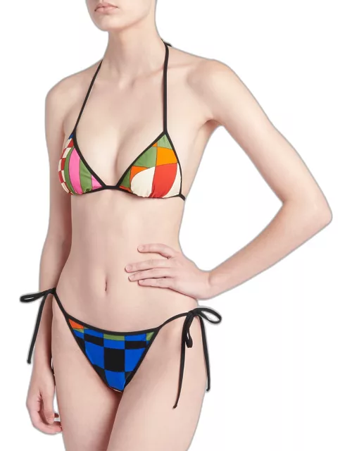 Abstract-Print Triangle Bikini Top