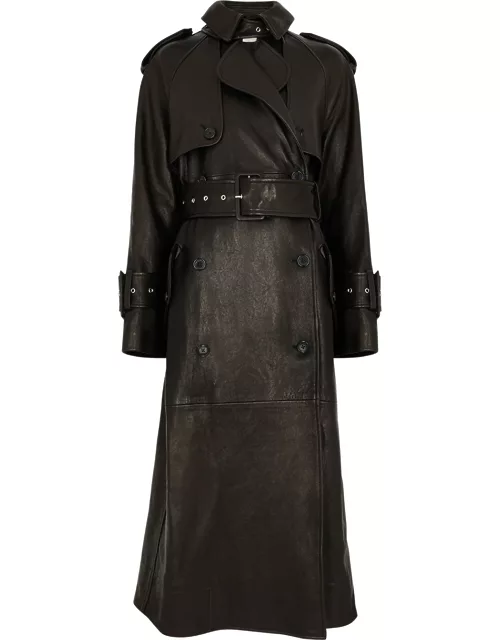 Khaite Rennie Leather Trench Coat - Black