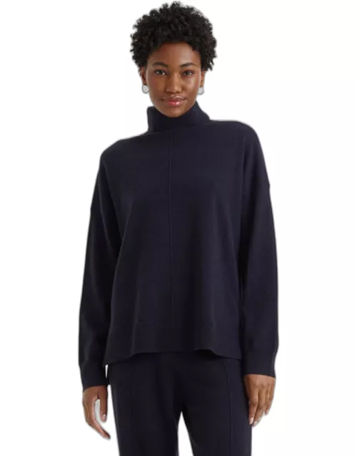 Navy Wool-Cashmere Rollneck Sweater