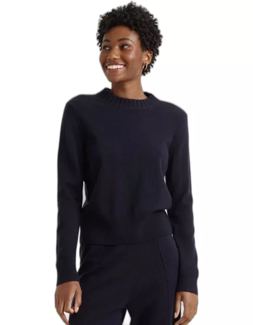 Navy Wool-Cashmere Cropped Sweater