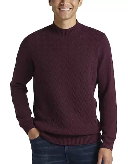 Joseph Abboud Men's Modern Fit Mock Neck Sweater Purple Wine