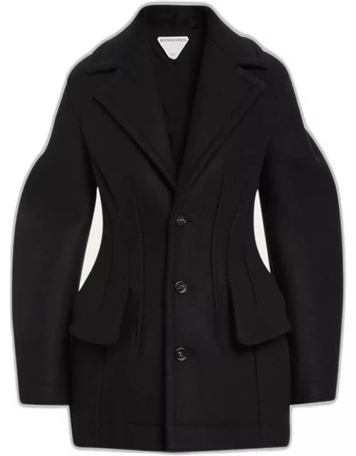 Circle-Cut Wool Blazer Jacket