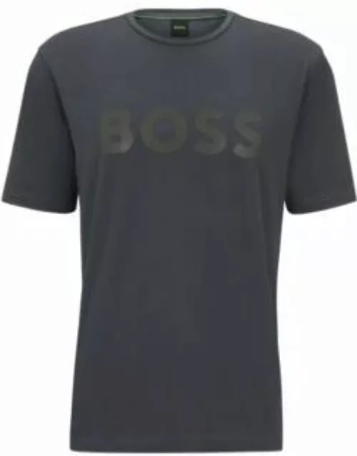 Stretch-cotton T-shirt with decorative reflective logo- Dark Grey Men's T-Shirt
