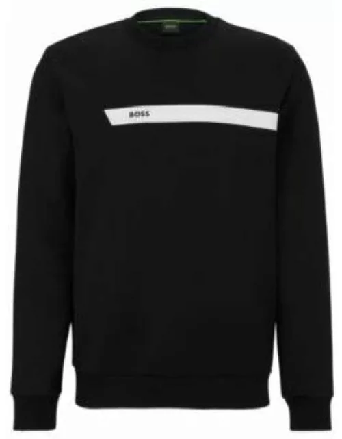 Cotton-blend sweatshirt with graphic logo stripe- Black Men's Tracksuit