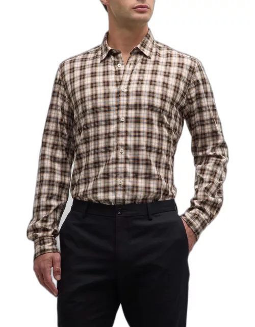 Men's Plaid Casual Button-Down Shirt