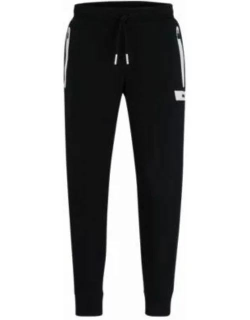 Cotton-blend tracksuit bottoms with logo stripe- Black Men's Jogging Pant