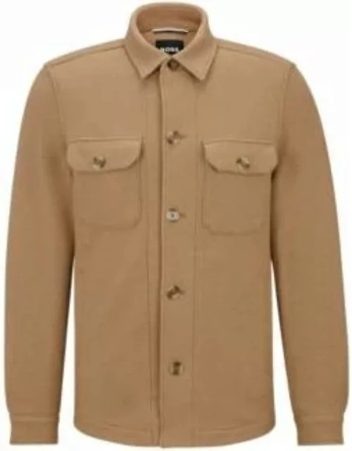 Relaxed-fit jacket in melange wool-blend jersey- Beige Men's Sport Coat