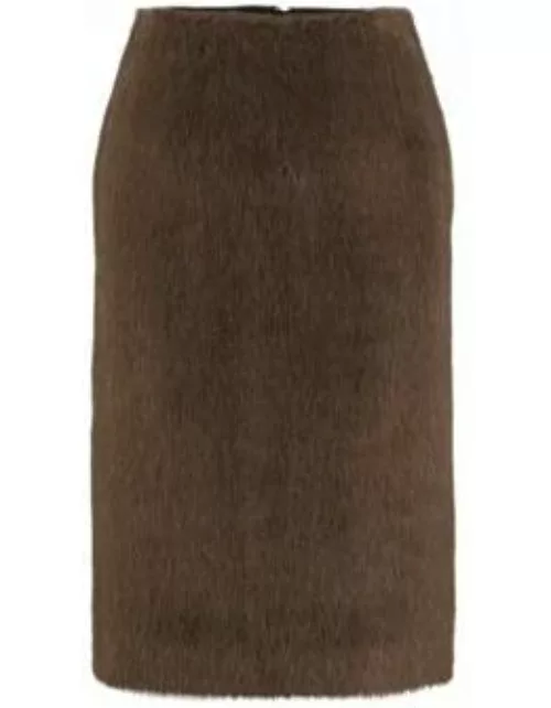 Alpaca and wool pencil skirt- Brown Women's Business Skirt